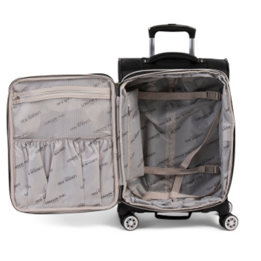 20in LONDON FOG Black Coventry Softside Carry-on Spinner - Picture 3 of 4